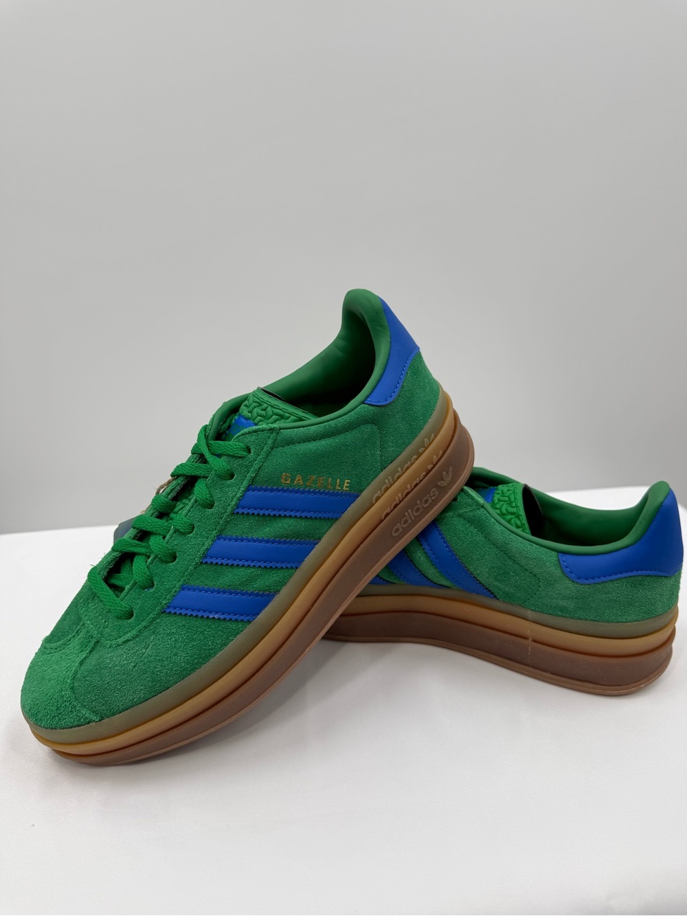 Adidas Originals Gazelle Bold W Green Blue Suede Platform Sneakers Womens Size 8